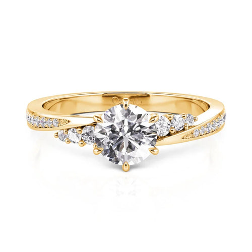 Simple Twist Round Cut Gold Promise Ring Sterling Silver