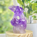Masterfully Hand-Carved Natural Amethyst Elephant Feng Shui Statue 10cm