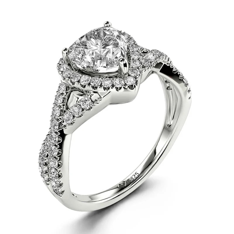 Classic Heart Twist Custom Promise Ring Sterling Silver