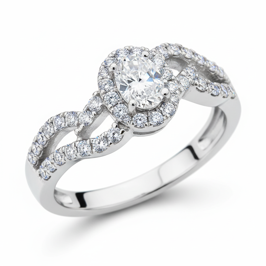 Ring with small zirconia stones